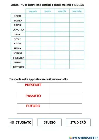 Singolare-plurale- , maschile- femminile