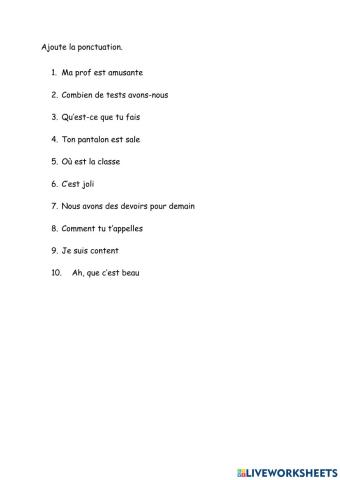 Ajoute la ponctuation (. ? ! )