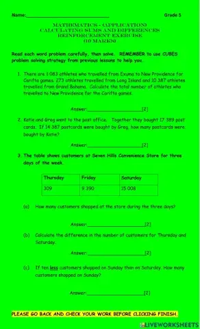 Addition and Subtraction Word Problems