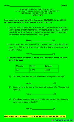 Addition and Subtraction Word Problems