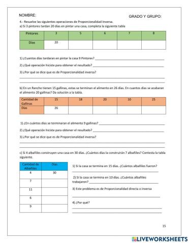 Proporcionalidad Inversa