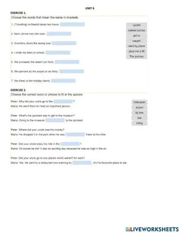 MFo-Unit 6-Travel and places - quiz