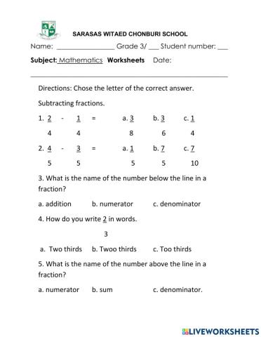 Subtracting Fractions