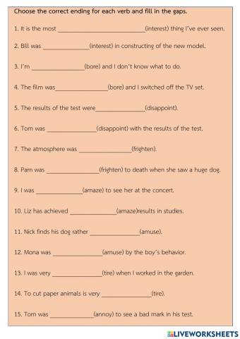 Adjective ending -ed,-ing