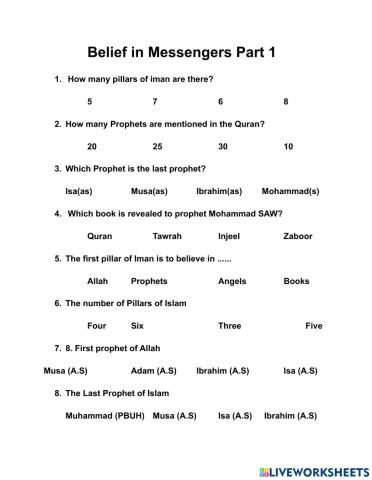 Belief in messengers part 1