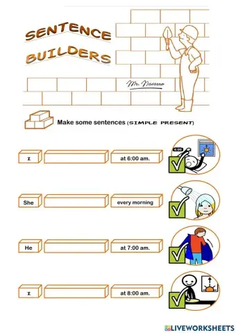 Simple Present - Positive Form 1 (Sentence Builders)