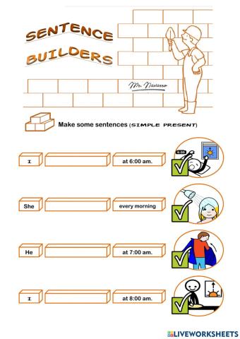 Simple Present - Positive Form 1 (Sentence Builders)