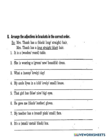 The order of adjectives