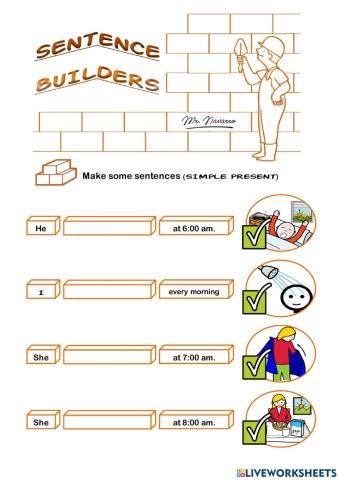Simple Present - Positive Form 2 (Sentence Builders)