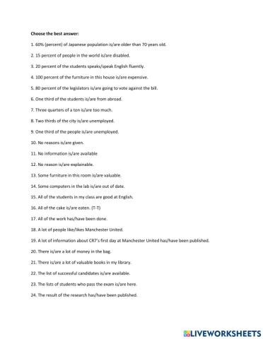 Subject verb agreement