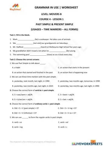 MB - GiU - Present Simple & Past Simple (Usages - Time Markers - All Forms)