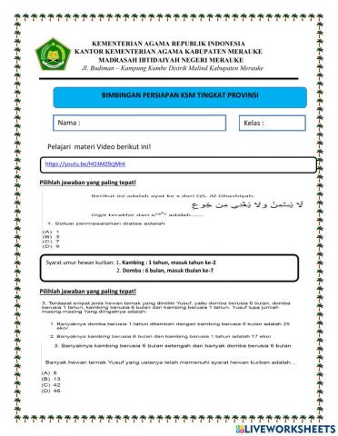 Matematika MI KSM Provinsi