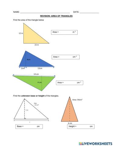 Review: Area of Triangle