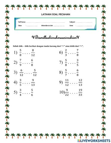 Membandingkan pecahan