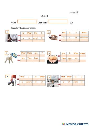 ใบงานที่ 19 unit 3 ม.1
