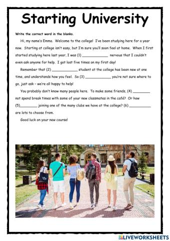 Starting University PET Exercise