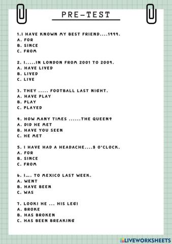 Past Simple VS Present Perfect