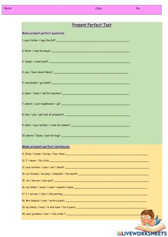 Present Perfect Test