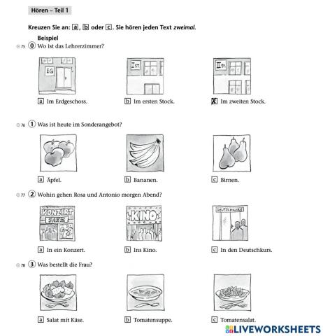 Test A1. Hören Teil 1