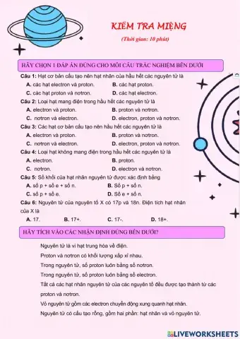 Kiểm tra miệng- Thành phần nguyên tử