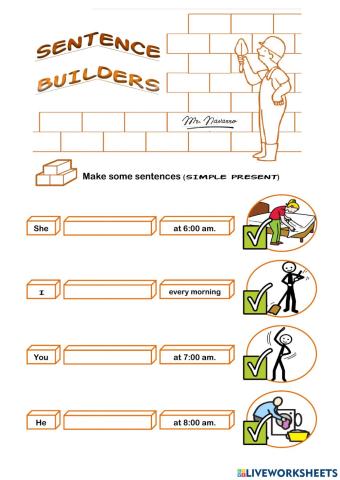 Simple Present - Positive Form 4 (Sentence Builders)