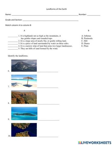 Landforms of the Earth