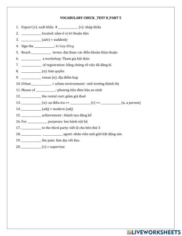 Vocabulary check-test 8-part 5