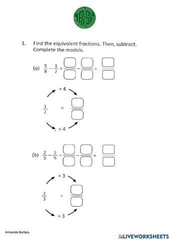 Subtracting Related Fraction (Finding Equivalent Fractions)