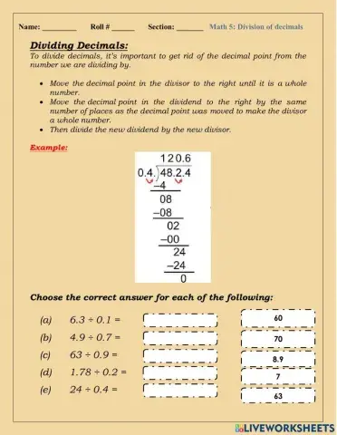 Division of decimals