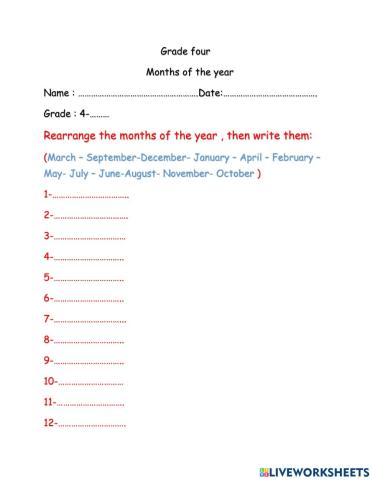 Month of the year