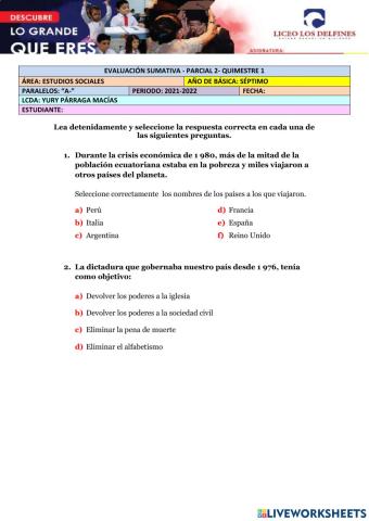 Evaluación Sumativa