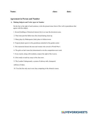 Subject verb agreement