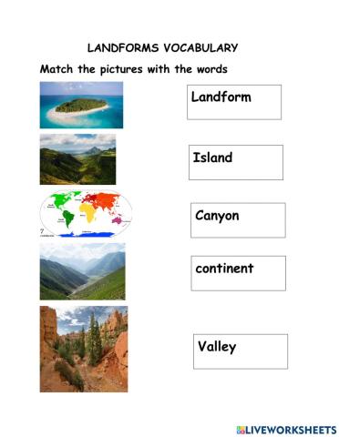 Landforms vocabulary
