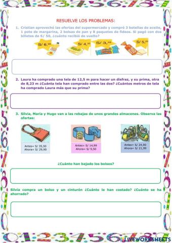 Adicion y sustraccion con decimales