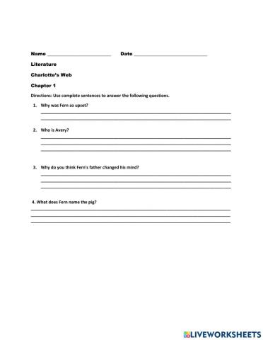 Charlotte's Web- Chapter 1