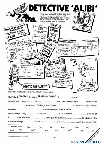 Grammar Ex. - Past Simple (Detective Alibi)