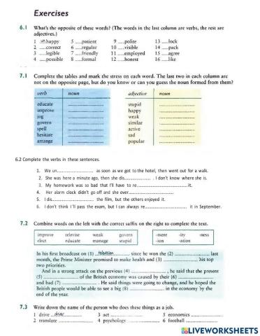 prefixes and suffixes