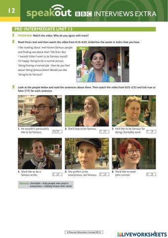 Interviews about fame