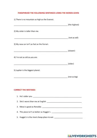 Comparative and superlative adjectives