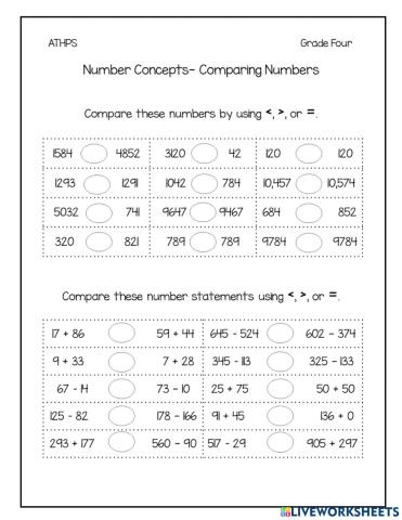 Comparing Numbers- Number Concepts