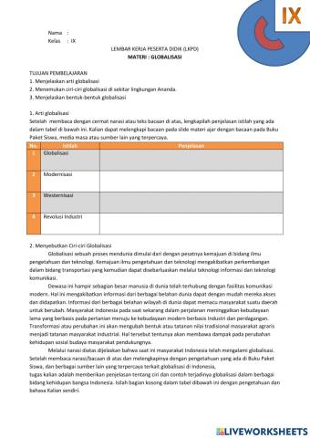 LKPD Pengertian Globalisasi