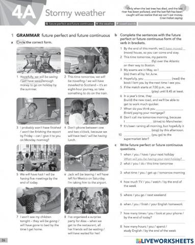 Stormy Weather - 4A - Future Perfect vs Future Continuous