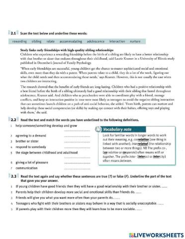 IELTS vocab - Growing up