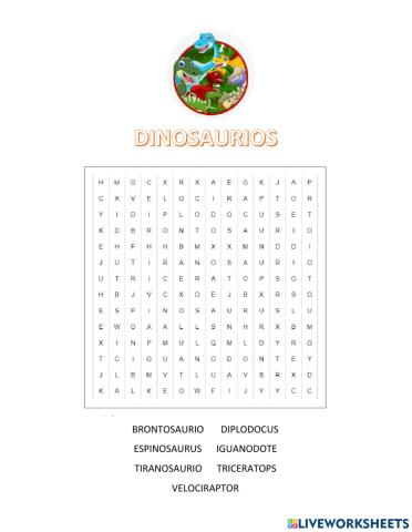 Sopa de letras de dinosaurios