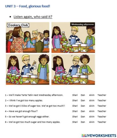 Unit 3 - Food, glorious food