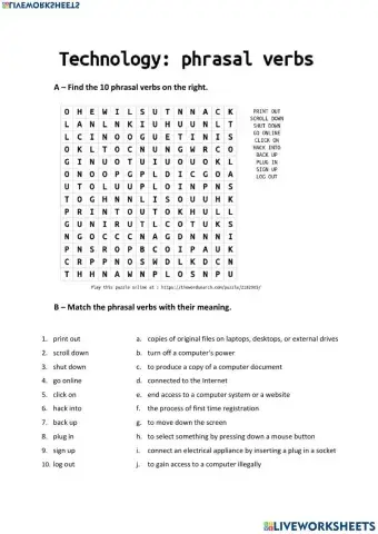 Technology phrasal verbs