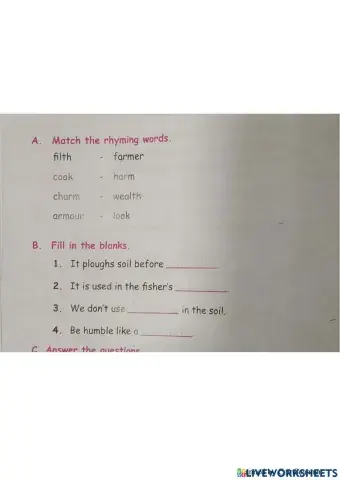 R.kumanan  , senthil middle school ,keppurengan patty: class:5  first term english unit:2  farmers friend poem..match and fill in the blanks