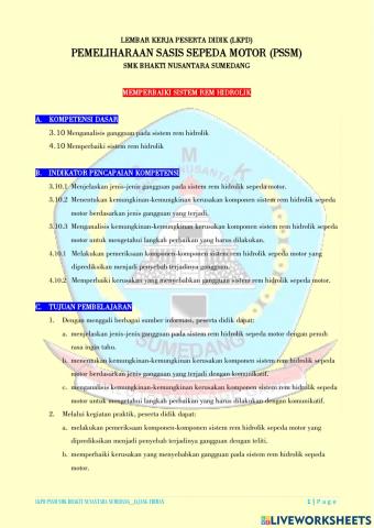 Gangguan SIstem Rem Hidrolik Sepeda Motor