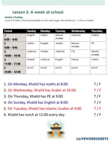 Access 8 -  U1- All about school - L2 - Act 2
