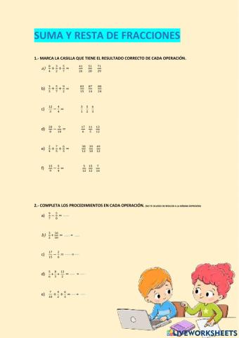 Repaso de suma y resta de fracciones